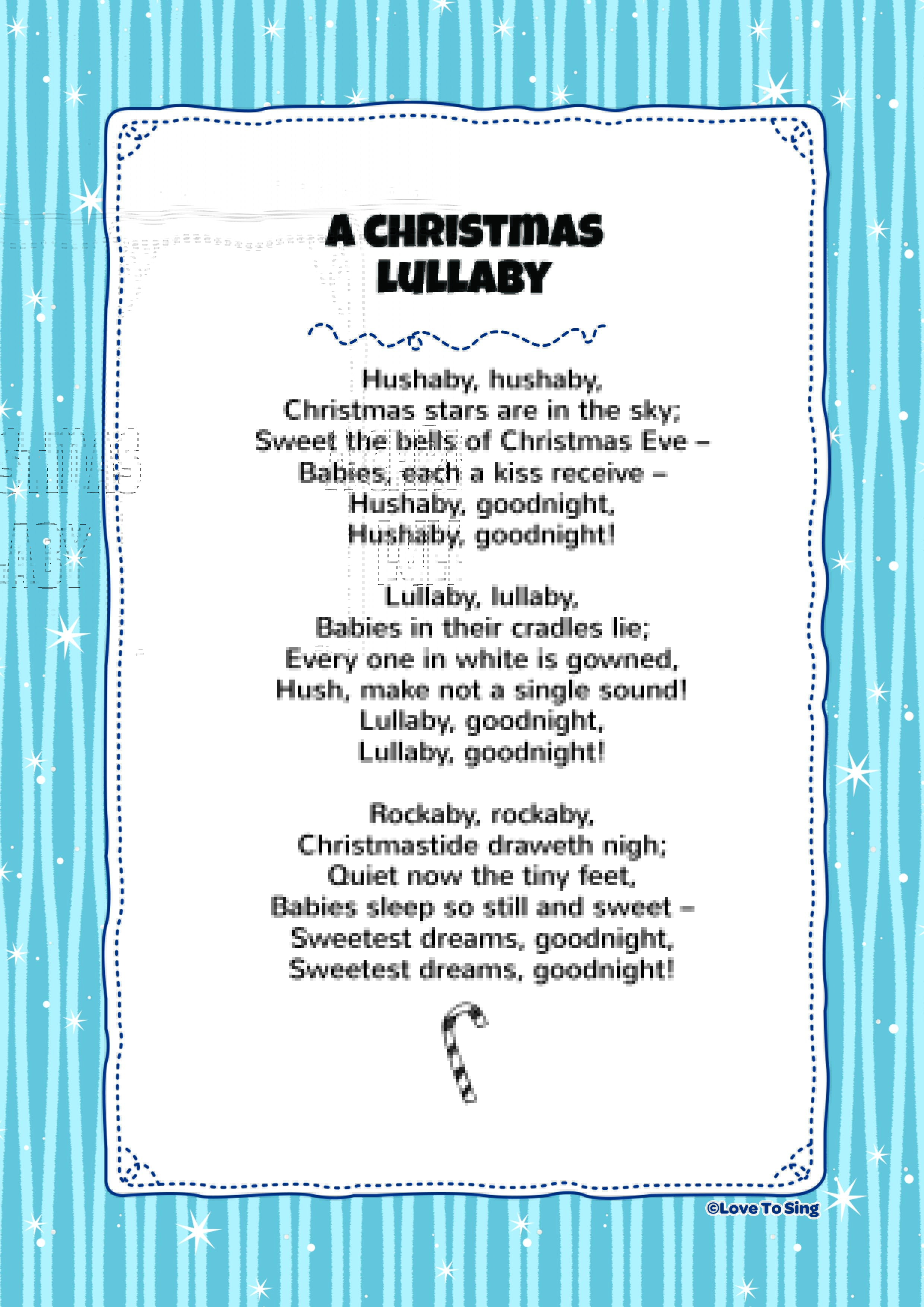 lullaby christmas lyrics printable song pdf