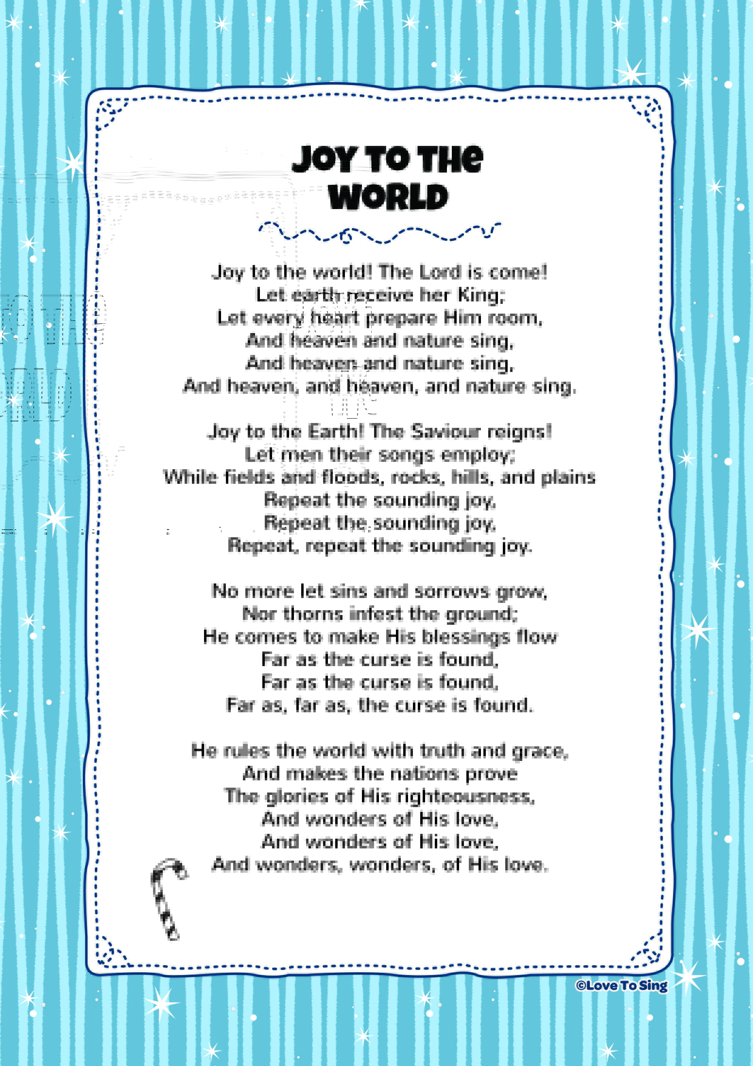 Printable Words To Joy To The World Words Print