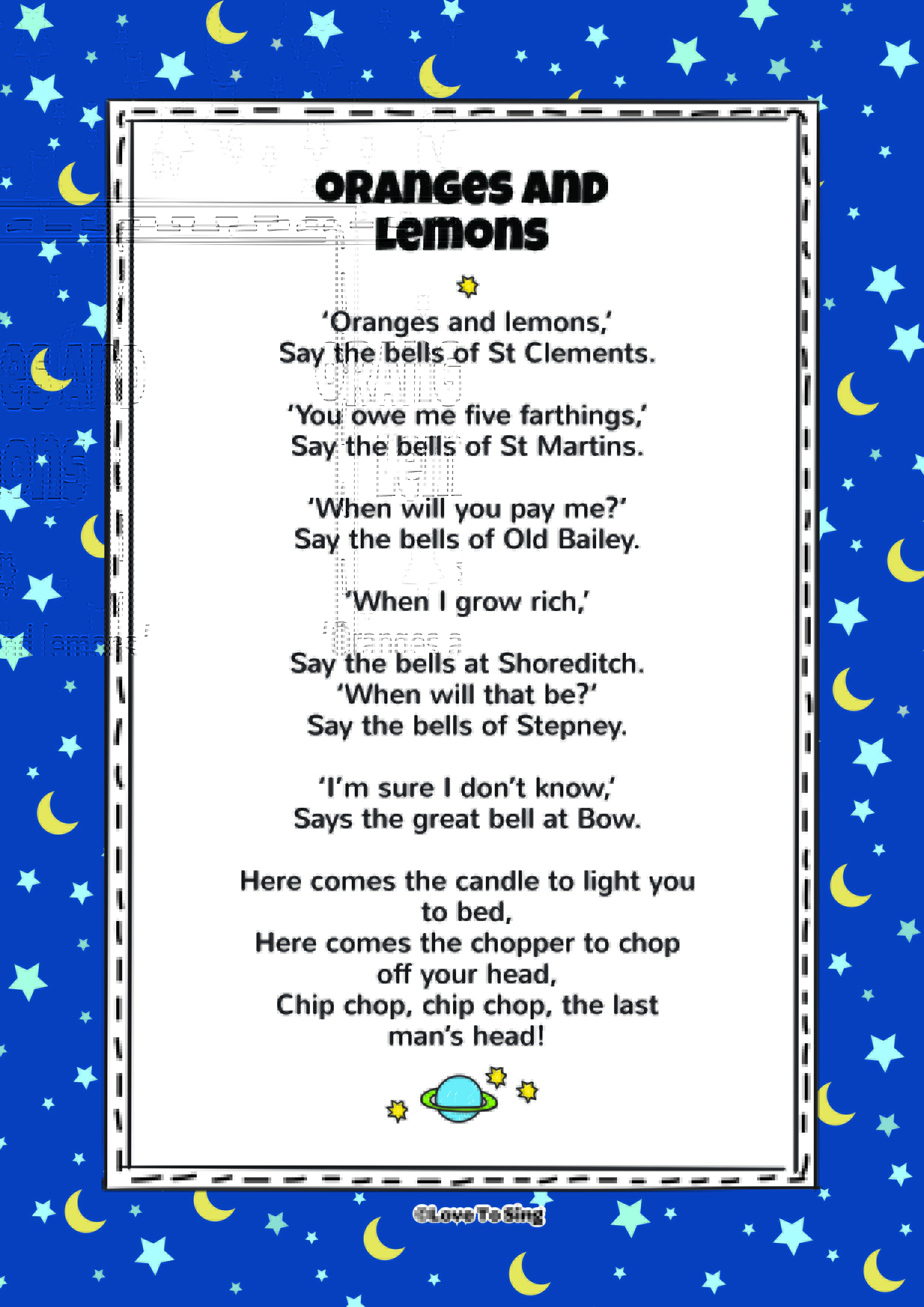 Resultado de imagen de oranges and lemons lyrics