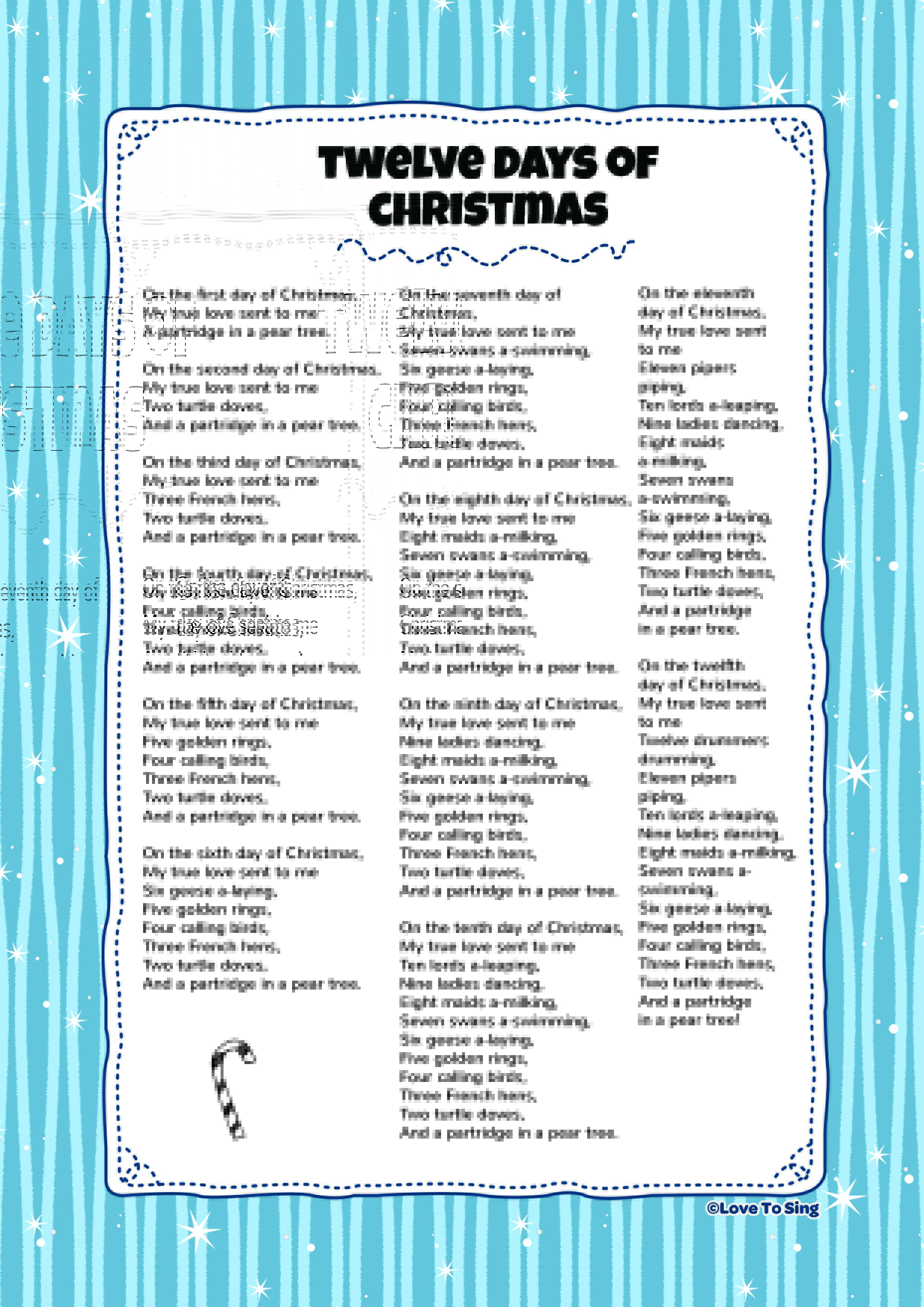 What Is The Meaning Of The 12 Days Of Christmas Song Lyrics - Printable ...